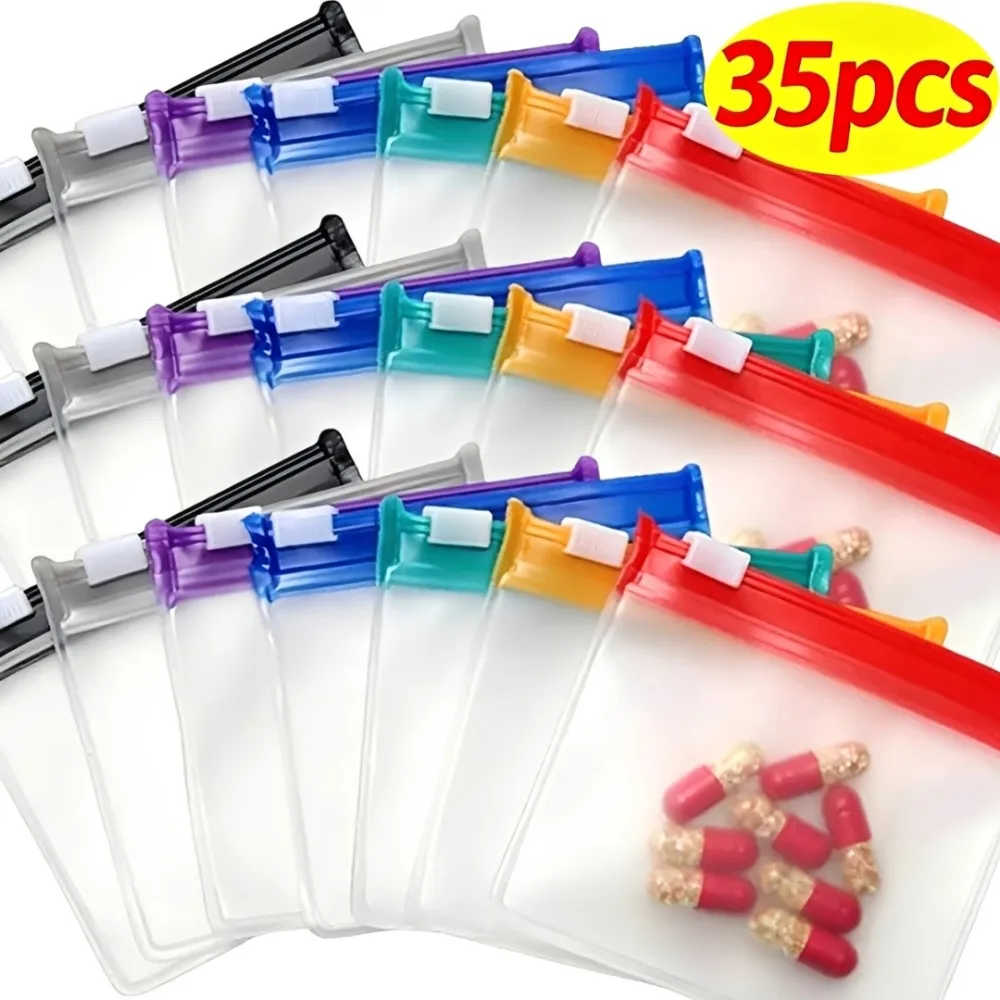 Reusable Zip Bag - Mini Sacchetti Dispenser per Pillole Colorati,