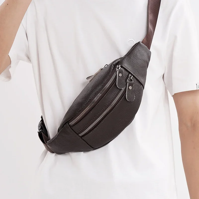 Travel Accessories Tech - Borsa da uomo in vera pelle,