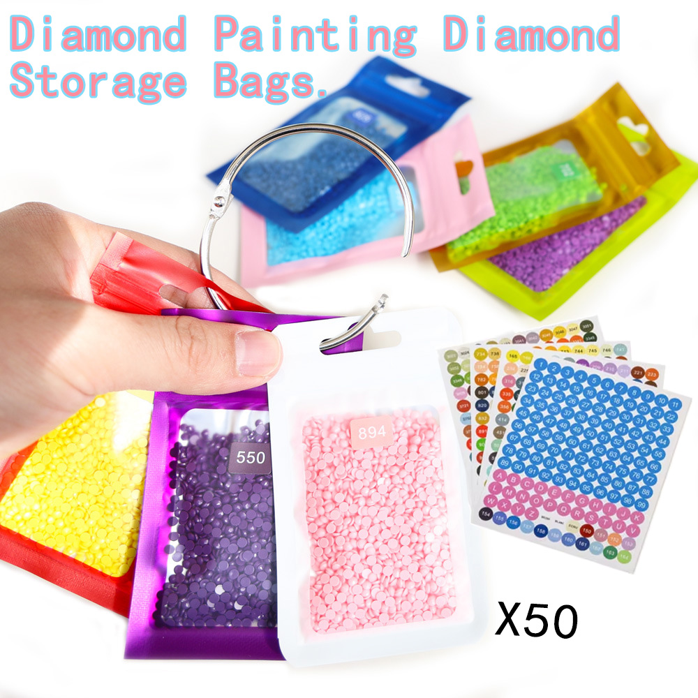 Reusable Zip Bag - 50 Pezzi di Sacchetti Porta Perline